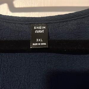 Navy Blue Ruffle Trim Dress from Shein